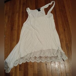 Elegant White Lace Trim Tank Top